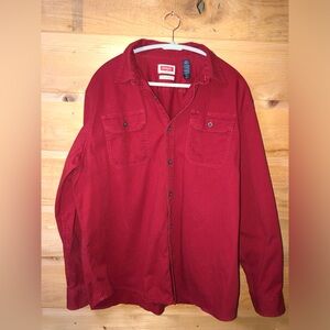 Red Wrangler button up shirt Men’s Large cotton / poly/ spandex Flex for Comfort